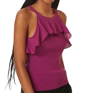 Anthropologie Magenta Ruffle Tank Top